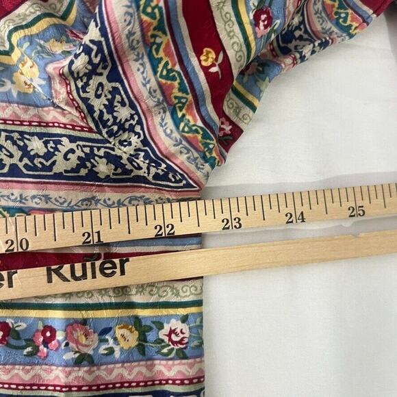 Talbots 100% Silk Vintage Floral Crew Neck Long Sleeve Shirt Size 16 Women - Picture 9 of 10